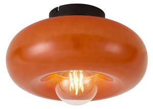 Retro černé stropní svítidlo s oranžovým sklem 30 cm - Glaze