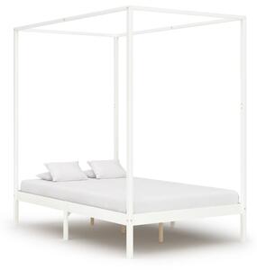 Rám postele s nebesy 4 zásuvky bílý masivní borovice 140x200 cm