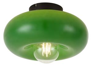 Retro stropní svítidlo černé se zeleným sklem 30 cm - Glaze
