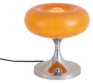 Retro stolní lampa chromová s oranžovým skleněným stínidlem 31 cm - Glaze
