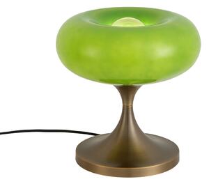 Retro stolní lampa tmavě bronzová se zeleným skleněným stínidlem 31 cm - Glaze