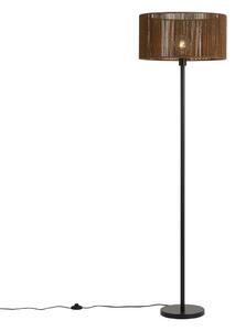 Stojací lampa černá s hnědým stínidlem z papírového provazu 50/50/25 - Simplo