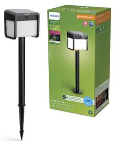 Ezra UltraEfficient solární LED sloupek se senzorem 1,8W 250/25lm 3000K IP44, hranatý, černý