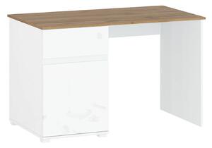 Psací stůl 1d1s/120 bílý lesk / dub wotan Vigo