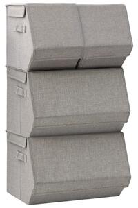 Stohovatelné úložné boxy 4dílná sada textil šedé
