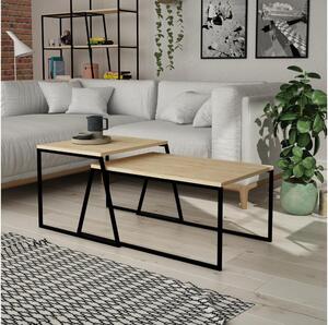 SADA 2x Konferenční stolek PAL 75x50/55x47 cm béžová/černá