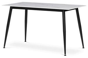 Jídelní stůl 130x70 cm HT-403M WT mramor, bílý / černý