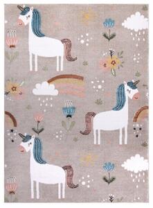 Dětský kusový koberec Fun Unicorn with rainbow beige 140x190 cm
