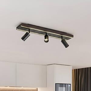 Lucande LED stropní bodové světlo Tiron, 3-křídlový, 70 cm, dub, stmívatelný, Tmavé dřevo, Obývací pokoj / jídelna, Dřevo, Moderní
