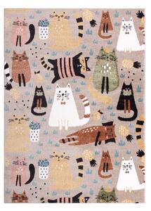 Dětský kusový koberec Fun Kittens Cats beige 180x270 cm