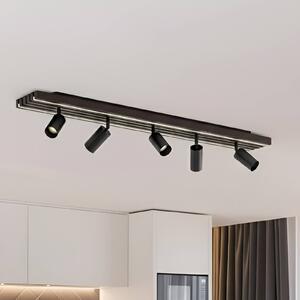 Lucande LED stropní bodové světlo Tiron, 5křídlový, 100 cm, dub, stmívatelný, Tmavé dřevo, Obývací pokoj / jídelna, Dřevo, Moderní