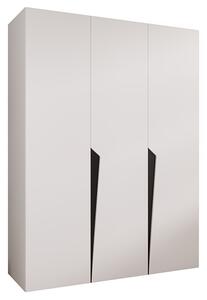 Šatní skříň PIANO 1, 150x52x202 cm | Bílá mat / černé úchyty