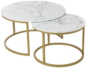 SADA KONFERENČNÍCH STOLKŮ, bílá, barvy zlata, kov, kompozitní dřevo, 60-80/60-80/42-45 cm home24 - Konferenční stolky, Online Only