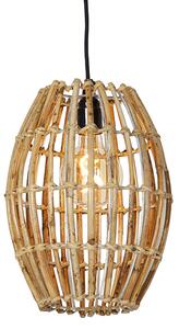 Venkovské závěsné svítidlo bambusové s bílou - Canna Capsule
