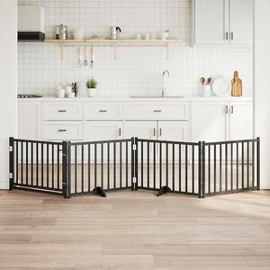 VidaXL Zábrana pro psy s dvířky skládací 4 panely 320 cm jedle [352281] Barva: Černá