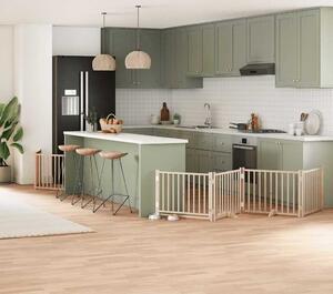 VidaXL Zábrana pro psy s dvířky skládací 6 panelů 480 cm topol [3155721] Barva: Přírodní