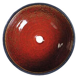 SAPHO - ATTILA keramické umyvadlo, průměr 42,5 cm, tomatová červeň/petrolejová (DK007)