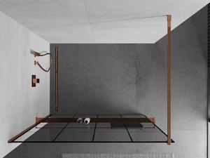 MEXEN - Kioto+ zástěna sprchová s poličkou a držákem na ručníky, 130 x 200 cm, transparentní/černá 8 mm růžově zlatá - 800-130-121-60-77