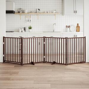 VidaXL Zábrana pro psy s dvířky skládací 4 panely 320 cm [352291] Barva: hnědý dub