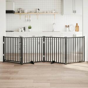 VidaXL Zábrana pro psy s dvířky skládací 4 panely 320 cm [352291] Barva: Černá
