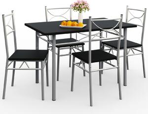 Paul 5-dílná jídelní sestava - jídelní stůl + 4 židle - černá, Casaria