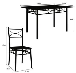 Paul 5-dílná jídelní sestava - jídelní stůl + 4 židle - černá, Casaria