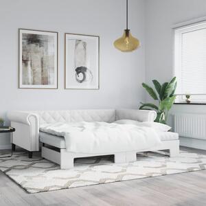 VidaXL Válenda s přistýlkou a matracemi 90 x 200 cm umělá kůže [3197730] Barva: Bílá