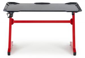 Herní stůl RAPTOR s LED s osvětlením - 122x60, černá/červená