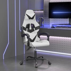 VidaXL Otočná herní židle s podnožkou umělá kůže [349548] Barva: Bílá a černá