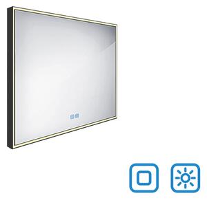 Nimco černé zrcadlo do koupelny, osvětlení, stmívač, 80 x 70 ZPC 13003VX-90
