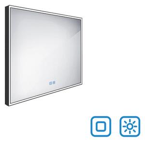 Nimco černé zrcadlo do koupelny, osvětlení, stmívač, 80 x 70 ZPC 13003VX-90