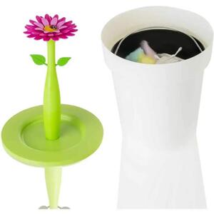 Odpadkový koš koupelnový 3 l kytka s beruškou FLOWER POWER VIGAR (barva- bílá/ZELENÁ,růžová)