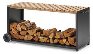 Úložná lavice na palivové dřevo s kolečky