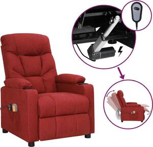VidaXL Elektrické masážní křeslo textil [3098838] Barva: vínová červená
