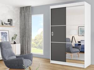Šatní skříň se zrcadlem Iceland 138 III, Osvětlení: bez osvětlení, Barva: bílá + grafit antracit 5903211100659