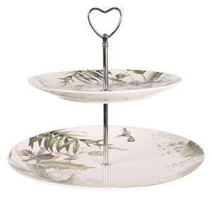 Clayre eff Dvoupatrový porcelánový etažér TROPICAL BIRD 26*24 cm Clayre & Eef TRBET