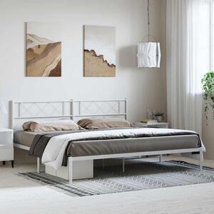 VidaXL Kovový rám postele s čelem 183 x 213 cm [372282] Barva: Bílá