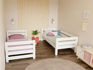 Dřevěná patrová postel ATLAS pro děti 90x200 cm - Bílá, Zvolte šuplík: Bez šuplíku, Bez spodní zábrany