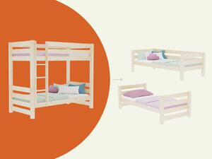 Dřevěná patrová postel ATLAS pro děti 90x200 cm - Transparentní lazura, Zvolte šuplík: Úložný šuplík, Se spodní zábranou