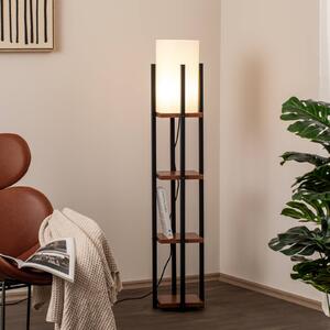 Opviq Stojací lampa Shelf, černá/měď, látka, výška 130 cm, E27, Černá, Obývací pokoj / jídelna, kov, Moderní