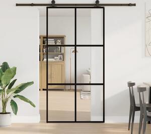 VidaXL Posuvné dveře s kováním ESG sklo a hliník [3332819] Velikost: 102 x 205 cm (213.5 cm)