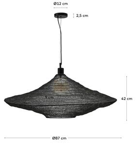 Černé kovové závěsné světlo Kave Home Makai 87 cm