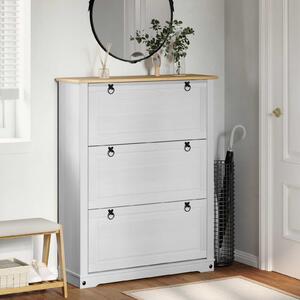 VidaXL Skříň na obuv Corona 99 x 32 x 122 cm Masivní borové dřevo [42024954] Barva: Bílá