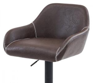 Židle barová, potah hnědá látka v dekoru vintage kůže, chromová podnož AUB-716 BR3