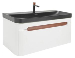 Koupelnová skříňka s umyvadlem a baterií SAT Fusion 97,5x43x45 cm bílá matná mat SATFUSION100WBKMBA