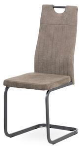 Jídelní židle VENNY — kov, béžová látka, dekor broušená kůže