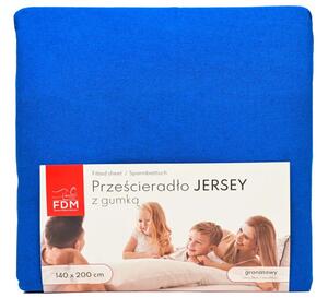 Prostěradlo JERSEY s gumou 90x200 cm TMAVĚ MODRÁ 100% bavlna