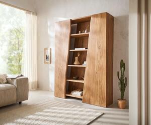 DELIFE Regál Live-Edge 140x195 cm akácie přírodní 2 dvířka