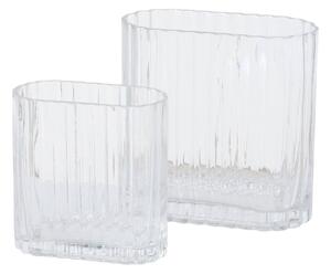 Skleněná váza TULIPA, podlouhlá, transparentní sklo, 2 ks