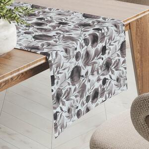 Biante Dekorační běhoun na stůl Rongo RGP-504 Hnědé popínavé lístky na bílém 20x120 cm
